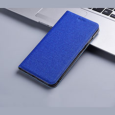 Coque Clapet Portefeuille Livre Tissu H01 pour Apple iPhone 15 Pro Bleu