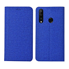 Coque Clapet Portefeuille Livre Tissu H01 pour Huawei P30 Lite Bleu