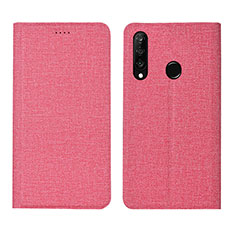 Coque Clapet Portefeuille Livre Tissu H01 pour Huawei P30 Lite New Edition Rose
