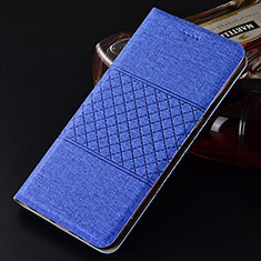 Coque Clapet Portefeuille Livre Tissu H01 pour Oppo R17 Pro Bleu