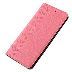 Coque Clapet Portefeuille Livre Tissu H01 pour Samsung Galaxy A70 Rose