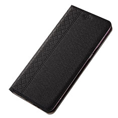 Coque Clapet Portefeuille Livre Tissu H01 pour Samsung Galaxy A70S Noir