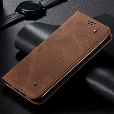 Coque Clapet Portefeuille Livre Tissu H01 pour Samsung Galaxy S20 Ultra Marron