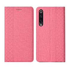 Coque Clapet Portefeuille Livre Tissu H01 pour Xiaomi Mi A3 Rose