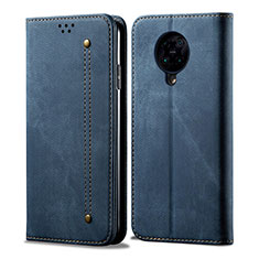 Coque Clapet Portefeuille Livre Tissu H01 pour Xiaomi Redmi K30 Pro 5G Bleu