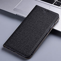 Coque Clapet Portefeuille Livre Tissu H12P pour Apple iPhone 11 Noir