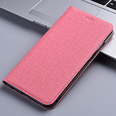 Coque Clapet Portefeuille Livre Tissu H12P pour Apple iPhone SE (2020) Rose