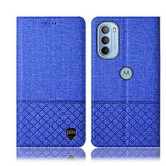 Coque Clapet Portefeuille Livre Tissu H12P pour Motorola Moto G31 Bleu