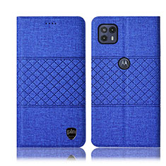 Coque Clapet Portefeuille Livre Tissu H12P pour Motorola Moto G50 5G Bleu