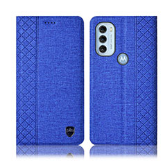 Coque Clapet Portefeuille Livre Tissu H12P pour Motorola Moto G71 5G Bleu