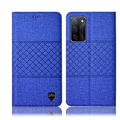 Coque Clapet Portefeuille Livre Tissu H12P pour Oppo A55S 5G Bleu