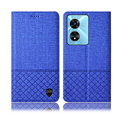 Coque Clapet Portefeuille Livre Tissu H12P pour Oppo A78 5G Bleu