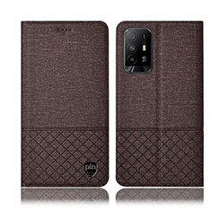 Coque Clapet Portefeuille Livre Tissu H12P pour Oppo F19 Pro+ Plus 5G Marron