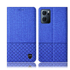 Coque Clapet Portefeuille Livre Tissu H12P pour Oppo Find X5 Lite 5G Bleu