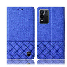 Coque Clapet Portefeuille Livre Tissu H12P pour Oppo K9X 5G Bleu
