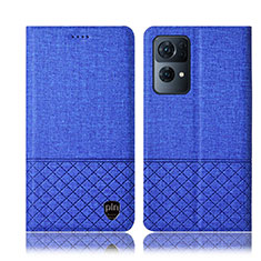 Coque Clapet Portefeuille Livre Tissu H12P pour Oppo Reno7 Pro 5G Bleu