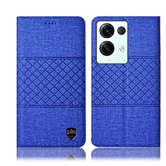 Coque Clapet Portefeuille Livre Tissu H12P pour Oppo Reno9 Pro+ Plus 5G Bleu