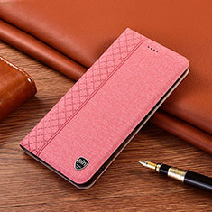 Coque Clapet Portefeuille Livre Tissu H12P pour Samsung Galaxy A04s Rose