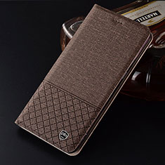 Coque Clapet Portefeuille Livre Tissu H12P pour Samsung Galaxy A50S Marron