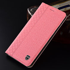 Coque Clapet Portefeuille Livre Tissu H12P pour Samsung Galaxy S21 Ultra 5G Rose