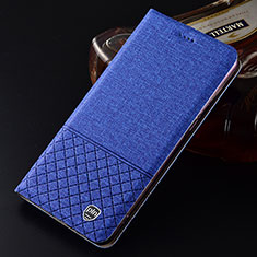 Coque Clapet Portefeuille Livre Tissu H12P pour Samsung Galaxy S24 5G Bleu