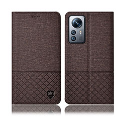Coque Clapet Portefeuille Livre Tissu H12P pour Xiaomi Mi 12 Lite 5G Marron
