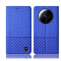 Coque Clapet Portefeuille Livre Tissu H12P pour Xiaomi Mi 12 Ultra 5G Bleu