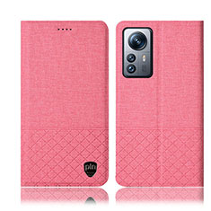 Coque Clapet Portefeuille Livre Tissu H12P pour Xiaomi Mi 12S Pro 5G Rose