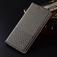 Coque Clapet Portefeuille Livre Tissu H12P pour Xiaomi Redmi Note 11R 5G Gris
