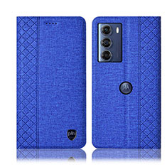 Coque Clapet Portefeuille Livre Tissu H13P pour Motorola Moto Edge S30 5G Bleu