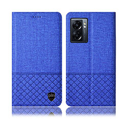 Coque Clapet Portefeuille Livre Tissu H13P pour OnePlus Nord N300 5G Bleu