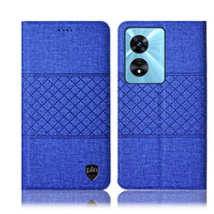 Coque Clapet Portefeuille Livre Tissu H13P pour Oppo A78 5G Bleu