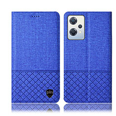 Coque Clapet Portefeuille Livre Tissu H13P pour Oppo K10X 5G Bleu
