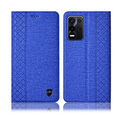 Coque Clapet Portefeuille Livre Tissu H13P pour Oppo K9X 5G Bleu