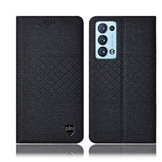 Coque Clapet Portefeuille Livre Tissu H13P pour Oppo Reno6 Pro 5G Noir