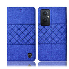 Coque Clapet Portefeuille Livre Tissu H13P pour Oppo Reno8 Lite 5G Bleu