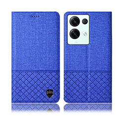 Coque Clapet Portefeuille Livre Tissu H13P pour Oppo Reno9 Pro+ Plus 5G Bleu