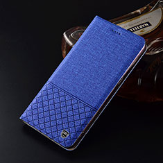 Coque Clapet Portefeuille Livre Tissu H13P pour Samsung Galaxy Grand Max SM-G720 Bleu