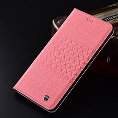Coque Clapet Portefeuille Livre Tissu H13P pour Samsung Galaxy M21s Rose