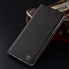 Coque Clapet Portefeuille Livre Tissu H13P pour Samsung Galaxy XCover 5 SM-G525F Noir