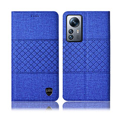 Coque Clapet Portefeuille Livre Tissu H13P pour Xiaomi Mi 12 Lite 5G Bleu