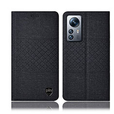 Coque Clapet Portefeuille Livre Tissu H13P pour Xiaomi Mi 12 Lite 5G Noir