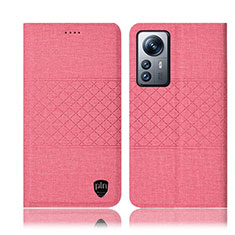 Coque Clapet Portefeuille Livre Tissu H13P pour Xiaomi Mi 12 Lite 5G Rose