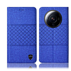 Coque Clapet Portefeuille Livre Tissu H13P pour Xiaomi Mi 12 Ultra 5G Bleu