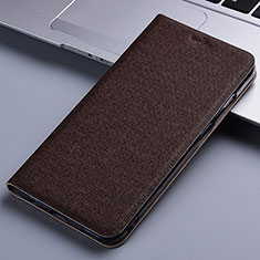 Coque Clapet Portefeuille Livre Tissu H13P pour Xiaomi Mi Note 10 Lite Marron