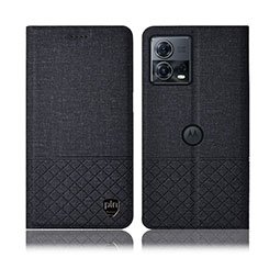 Coque Clapet Portefeuille Livre Tissu H14P pour Motorola Moto Edge S30 Pro 5G Noir