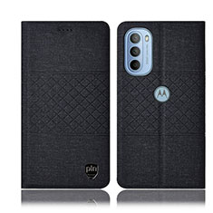 Coque Clapet Portefeuille Livre Tissu H14P pour Motorola Moto G31 Noir