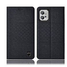 Coque Clapet Portefeuille Livre Tissu H14P pour Motorola Moto G32 Noir