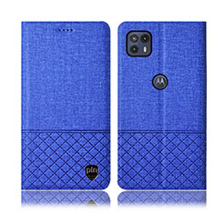 Coque Clapet Portefeuille Livre Tissu H14P pour Motorola Moto G50 5G Bleu