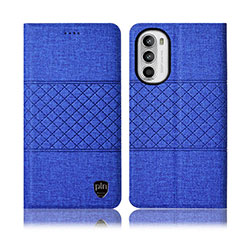 Coque Clapet Portefeuille Livre Tissu H14P pour Motorola Moto G82 5G Bleu